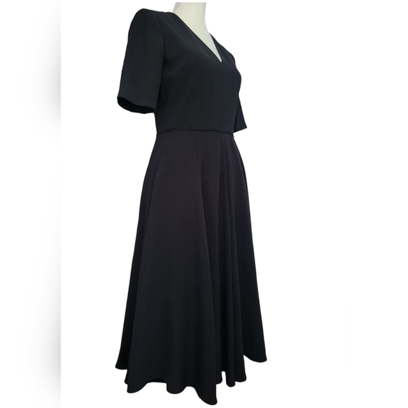 Gal Meets‎ Glam Edith City Crepe Fit & Flare Classic Black Midi Dress Size 6 - Picture 5 of 13